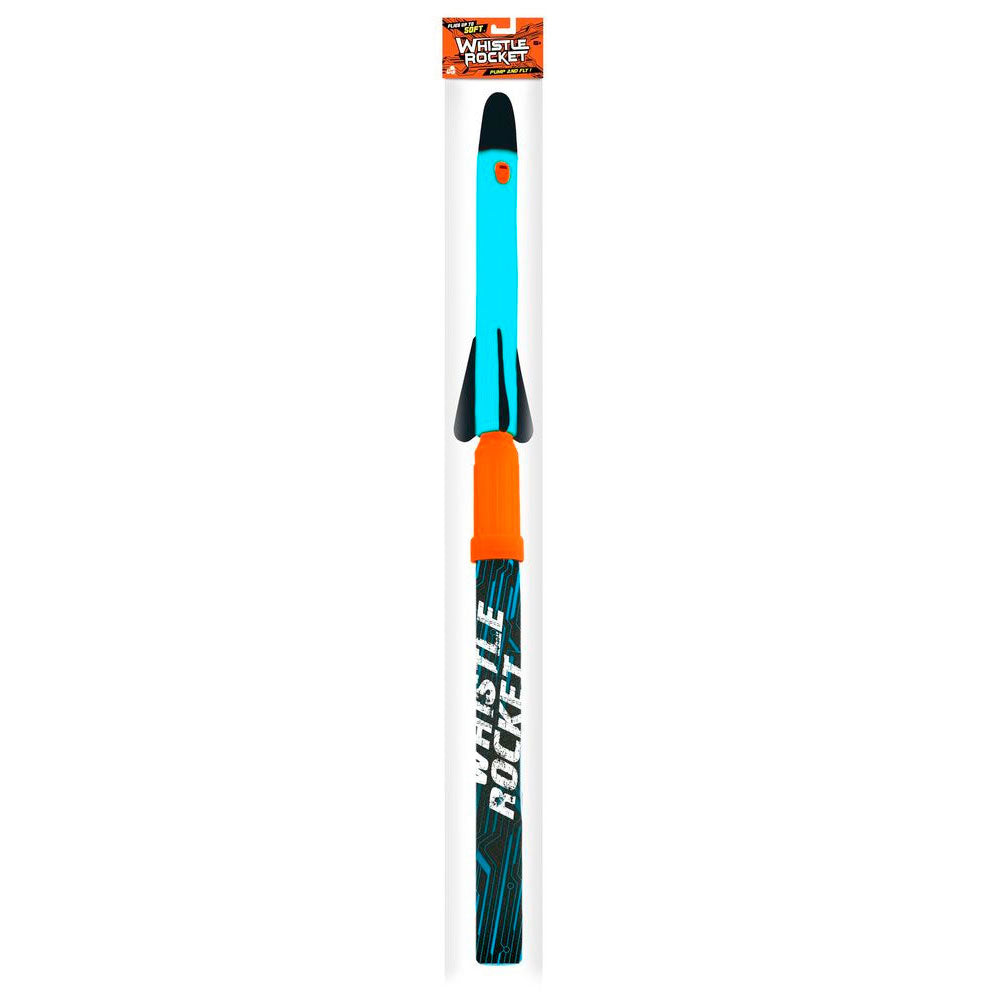 Deluxe 28 Inch Long Playset including a 12 Inch Long Colorful Blue Foam Rocket with Whistling Flight Action that works via Air Pressure and flies up to 35 Feet!