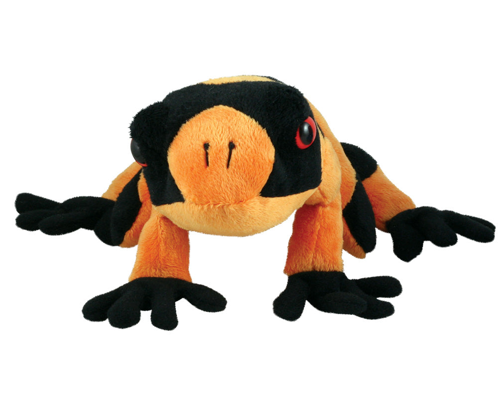 Super Soft Highly Detailed Colorful Plush Stuffed Animal Orange & Black Tree Frog measuring 7 inches long by Cuddle Zoo.