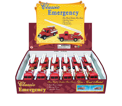 Classic Fire Truck Pullback - 12-pc Display Tray