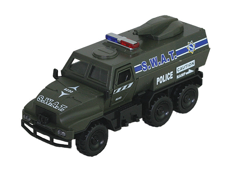 Sonic SWAT Team Pullbacks These diecast metal and plastic pullback tactical vehicles feature opening doors, movable turrets, flashing lights and multiple siren sounds! Press button to release mini robot car!