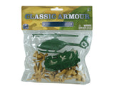 12 Piece Set of Plastic Army Men Troops featuring a Tank and Helicopter in its Original Packaging by Classic Armour.