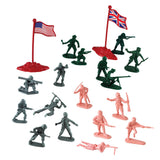 Deluxe 56 Piece Durable Plastic Combat Military Soldier Figure Army Men Playset with Assorted Figurines in 4 Colors and Assorted International Flags from Four Countries.