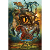 100 Piece Illustrative Jigsaw Puzzle made from Recycled Paper depicting Various Carnivorous Dinosaurs by EuroGaphics.