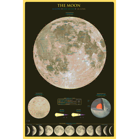 1,000 Piece Jigsaw Puzzle made from Recycled Paper depicting the Lunar Surface along with Important Geographical Locations and Diagrams of the Core and Moon Phases by EuroGraphics