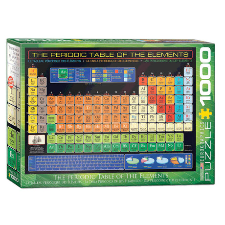 1,000 Piece Jigsaw Puzzle made from Recycled Paper depicting Va Tabular Display of the Periodic Table of Chemical Elements shown in its original packaging by EuroGraphics.
