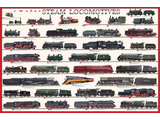 1,000 Piece Jigsaw Puzzle made from Recycled Paper Illustrations of Various Steam Locomotive Trains throughout History by EuroGraphics