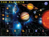 1,000 Piece Jigsaw Puzzle made from Recycled Paper depicting an Illustration of the Solar System and Diagrams of the 9 Planets and their Moons by EuroGraphics
