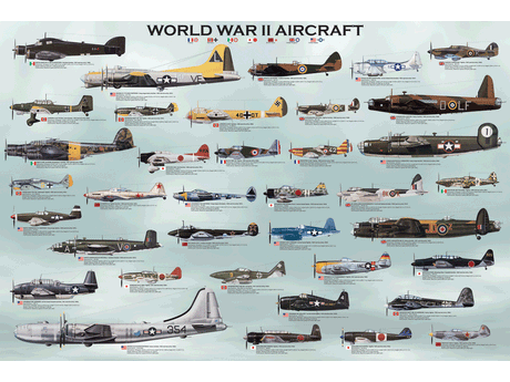 1,000 Piece Jigsaw Puzzle made from Recycled Paper depicting arious Bomber & Fighter Aircraft used by both the Allied Forces and the Axis Powers in World War II by EuroGraphics