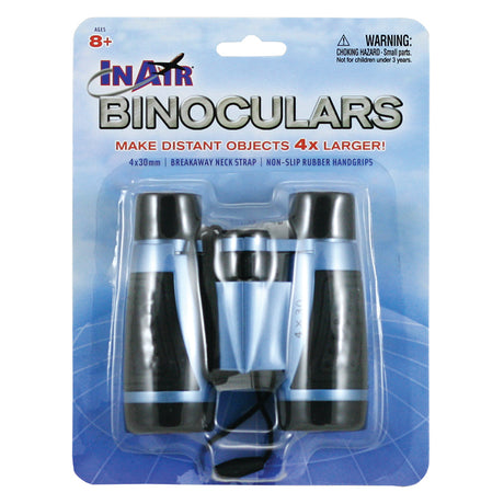 InAir Binoculars in packaging Lightweight Blue Plastic Soft-Grip Children's Binoculars including Neck Strap and 4 x 30 Magnification
