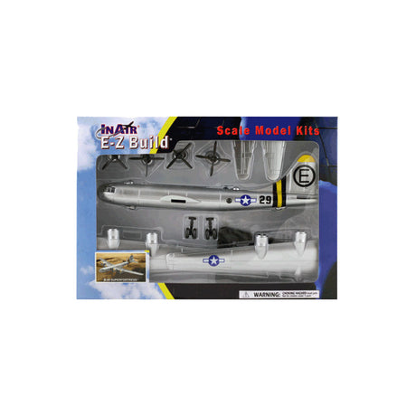 Highly Detailed 1:144 Scale Plastic Model Kit Replica of a Boeing B-29 Superfortress Heavy Bomber Aircraft with Detailed Markings and Display Stand in its Original Packaging.