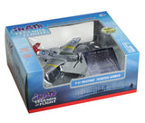 Sturdy Die Cast Metal Scale Replica of a North American P-51 Mustang Tuskegee Airman “Red Tails” World War II Fighter Aircraft with Authentic Markings & Details, Display Stand and Educational Collectors Card in its Original Packaging.