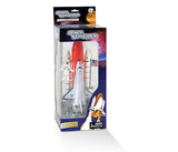 Featuring a 5” diecast metal pullback shuttle, this authentic replica of the “full stack” comes with rocket boosters, fuel tank, one astronaut, a US flag, and rolling launch pad. Great value!