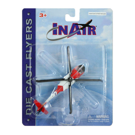 4.5 Inch Diecast Metal US Coast Guard Sikorsky UH-60 Night Hawk Rescue Helicopter with Authentic Markings and Details InAIr Diecast Flyers RedBox / Motormax