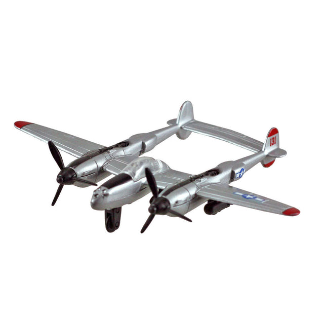 4.5 Inch Diecast Metal Lockheed P-38 Lightning “Fork Tailed Devil” World War II Fighter Aircraft with Authentic Markings and Details InAir Diecast Flyer RedBox / Motormax.