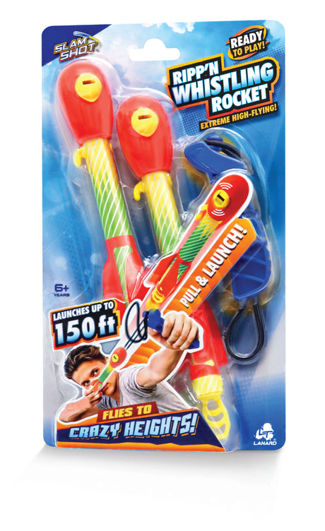 Packaged Rippin' Whistling Rocket toy with colorful design on a white background