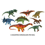 8 Assorted Plastic Dinosaurs measuring between 5 and 8 inches each.
