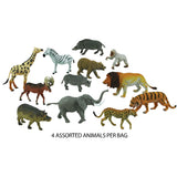 12 Assorted Plastic Wild Animals measuring between 5 and 8 inches each.