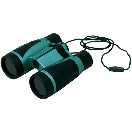 Lightweight Green Plastic Soft-Grip Children's Binoculars including Neck Strap and 4 x 30 Magnification