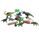 15-Piece Playset that comes in a Backpack Carry Case Featuring 10 Realistic Plastic Dinosaurs, Trees, Plant Life, Rocks and a 12 x 17 inch Playmat. WowToyz Dinosaur Explorer Backpack Playset toy.