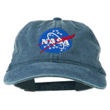 Blue Pigment Dyed 100% Washed Cotton Baseball Dad Cap Hat featuring Embroidered Official NASA Logo Insignia with One Size Fits All Adjustable Buckle Strap Closure