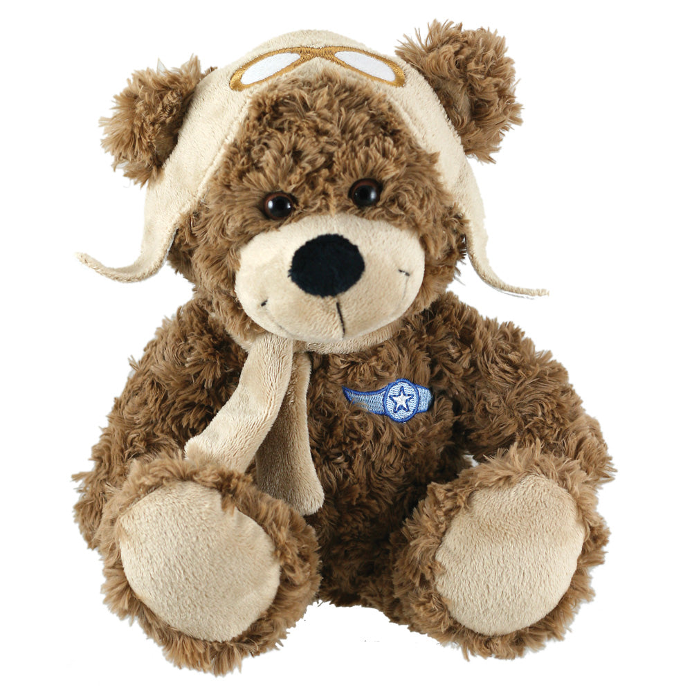 Super Soft Highly Detailed Plush Stuffed Animal Aviator Bear with Cap, Scarf and Embroidered Insignia measuring 12 inches Tall by Cuddle Zoo.