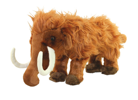 Plush toy of a woolly mammoth on a white background