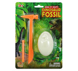 Assorted Plastic Dinosaur Fossils Embedded inside a Breakable Egg which can be Dug Out with the included Hammer and Chisel in its Original Packaging.