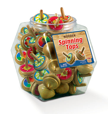 Wooden Spinning Tops - 48-pc Display Jar