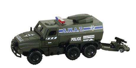 Sonic SWAT Team Pullbacks These diecast metal and plastic pullback tactical vehicles feature opening doors, movable turrets, flashing lights and multiple siren sounds! Press button to release mini robot car!