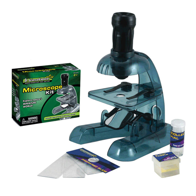 Safe, Educational Plastic Working Microscope Science Kit that Requires Assembly and features 50x Magnification Lens, Blank and Prepared Slides, Collecting Vial and Educational, Easy to Follow Experiment Guide.