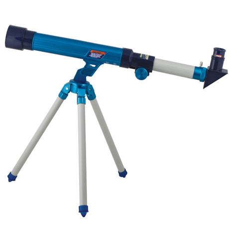 15 Inch Long Durable Lightweight Blue Telescope for Kids with 30mm Objective Lens, 20x, 30x, & 40x Magnification Lenses, Tabletop Tripod and Educational, Easy to Follow Experiment Guide. 