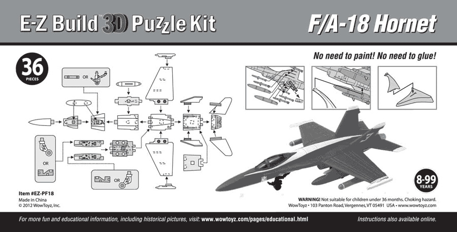 E-Z Build 3D Puzzle F/A-18 Hornet! 